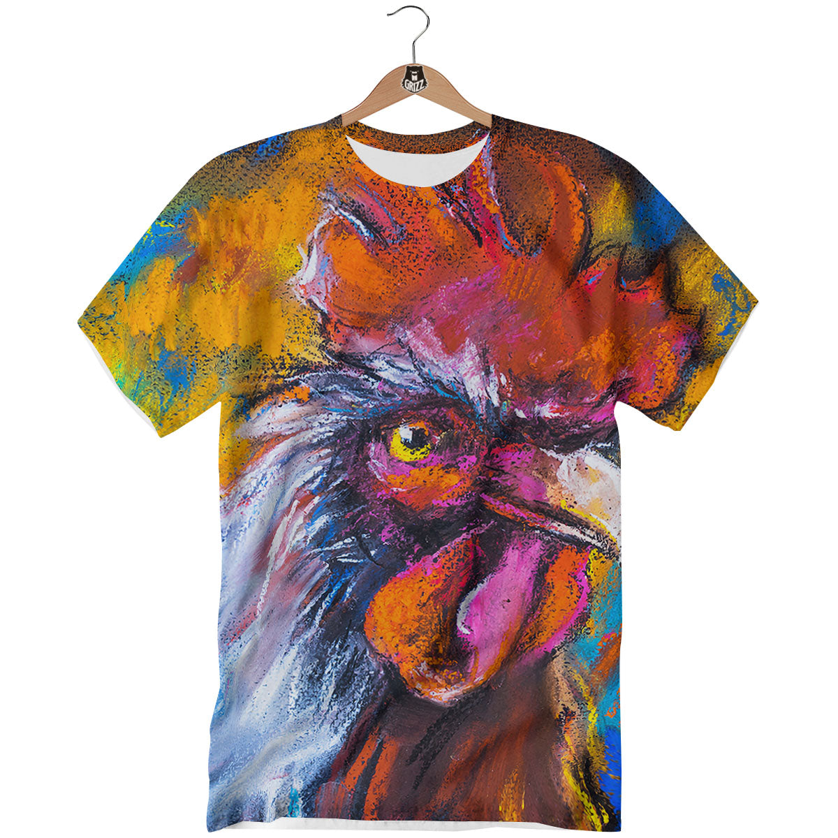 Painting Rooster Print T-Shirt-grizzshop