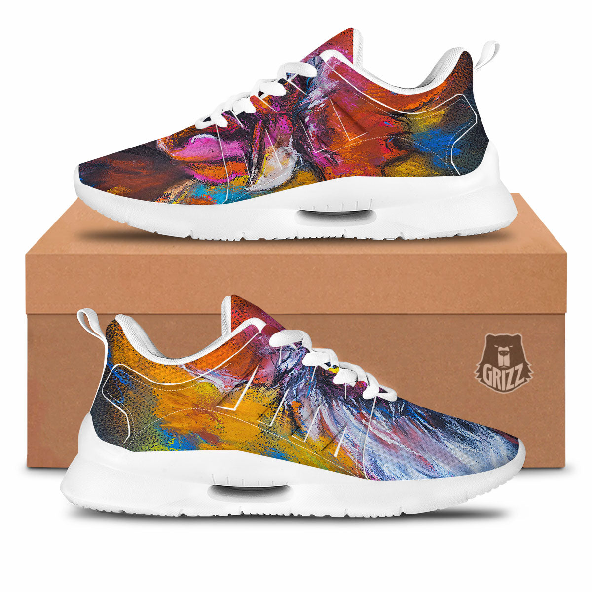 Painting Rooster Print Tennis Shoes-grizzshop