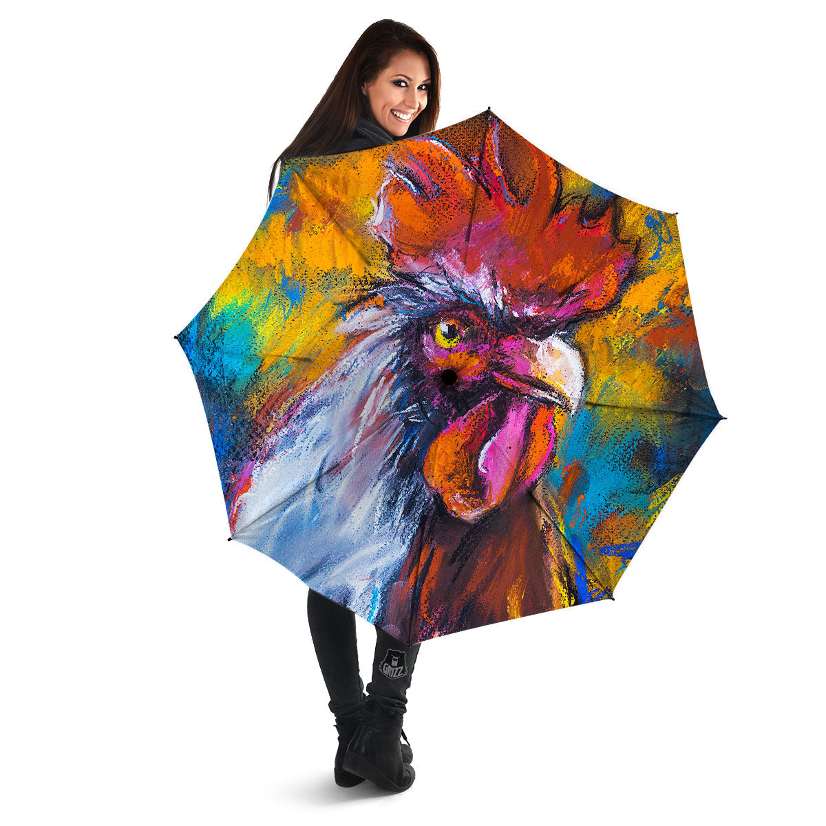 Painting Rooster Print Umbrella-grizzshop