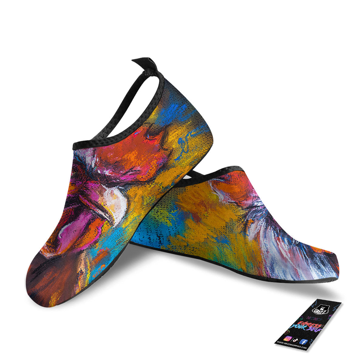 Painting Rooster Print Water Shoes-grizzshop