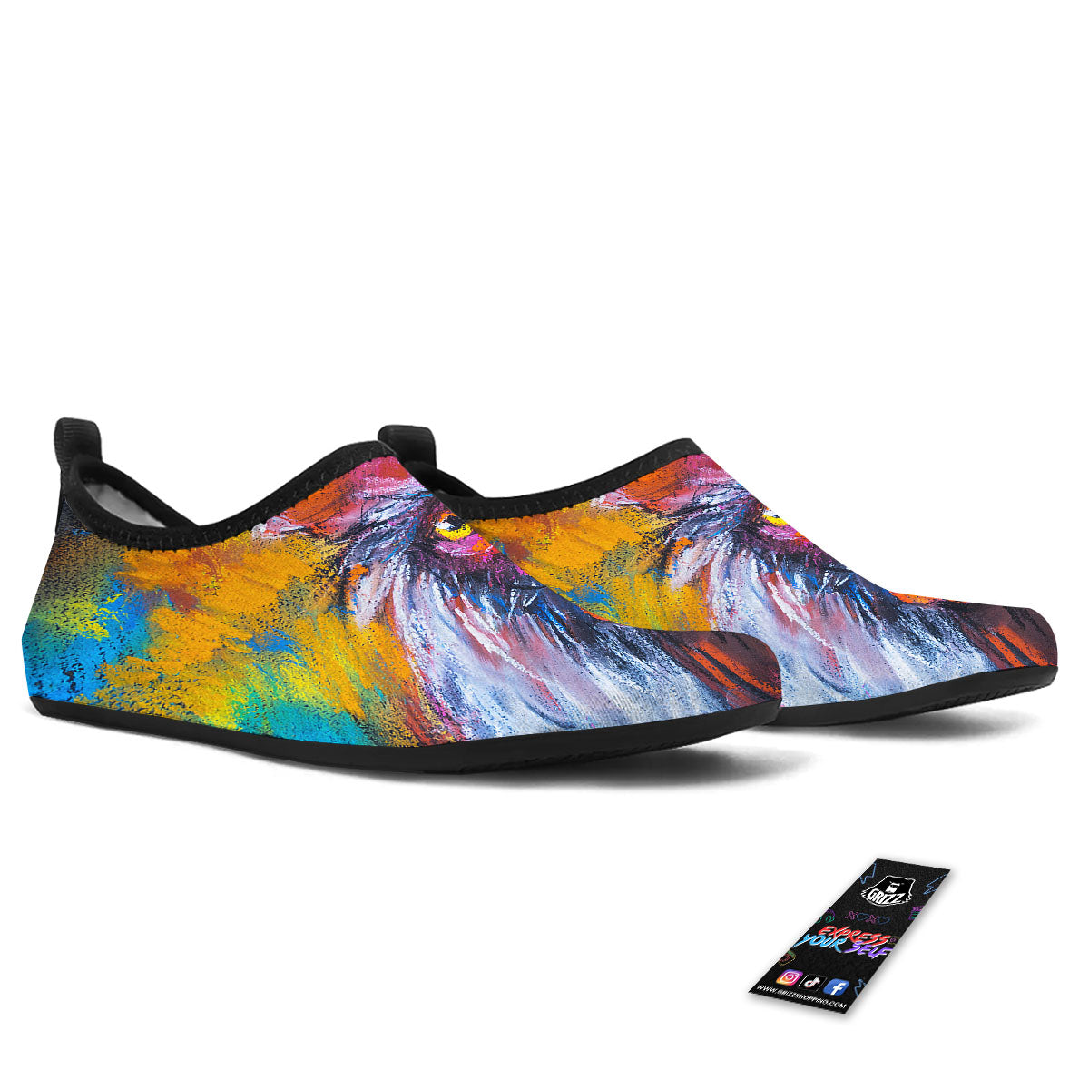 Painting Rooster Print Water Shoes-grizzshop
