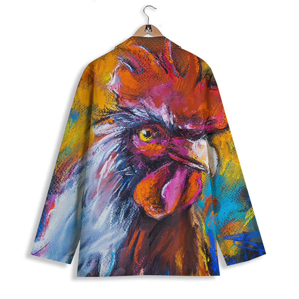 Painting Rooster Print Women's Blazer-grizzshop