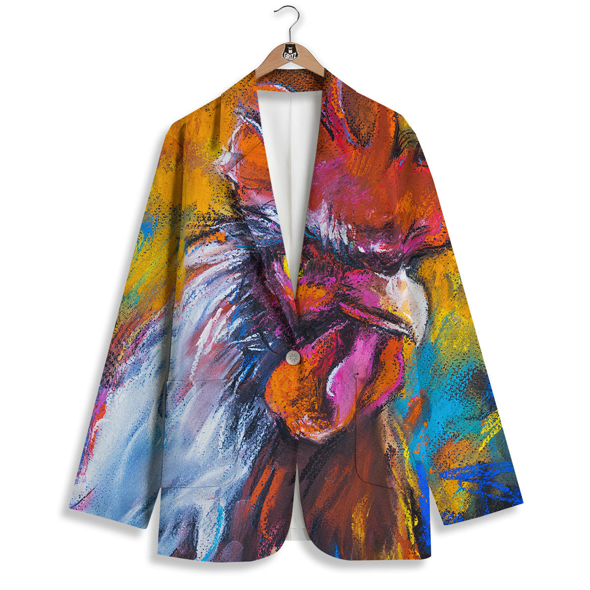 Painting Rooster Print Women's Blazer-grizzshop