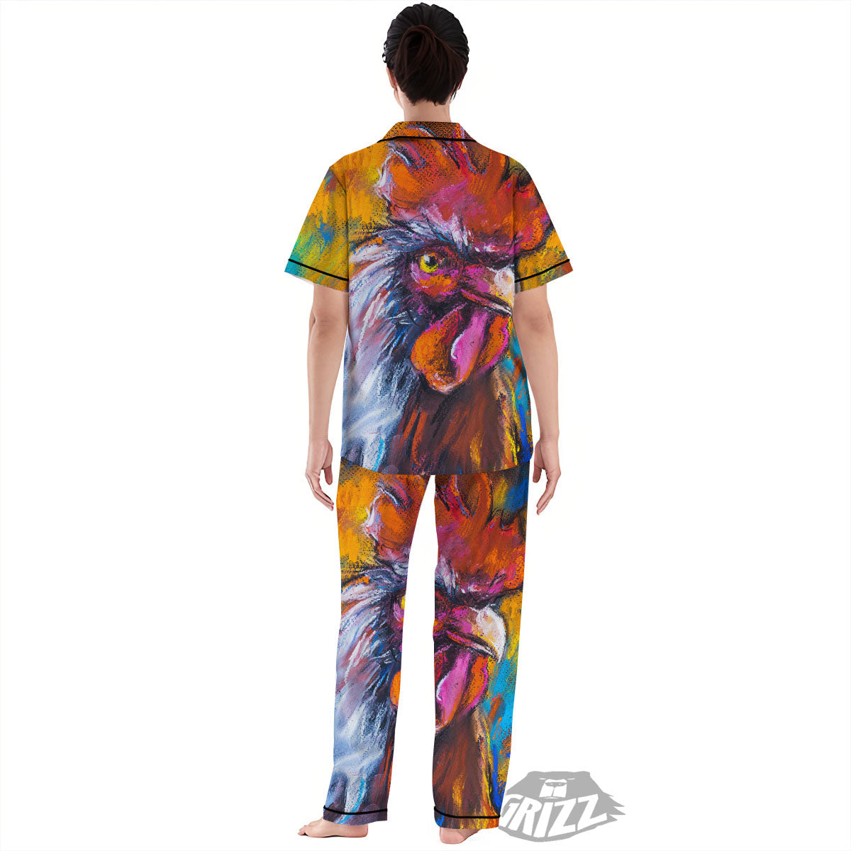 Painting Rooster Print Women's Pajamas Set-grizzshop