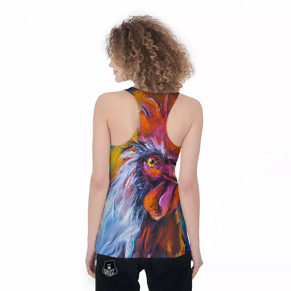 Painting Rooster Print Women's Racerback Tank Top-grizzshop