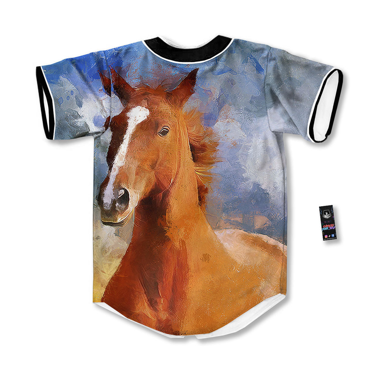 Painting Running Horses Print Baseball Jersey-grizzshop