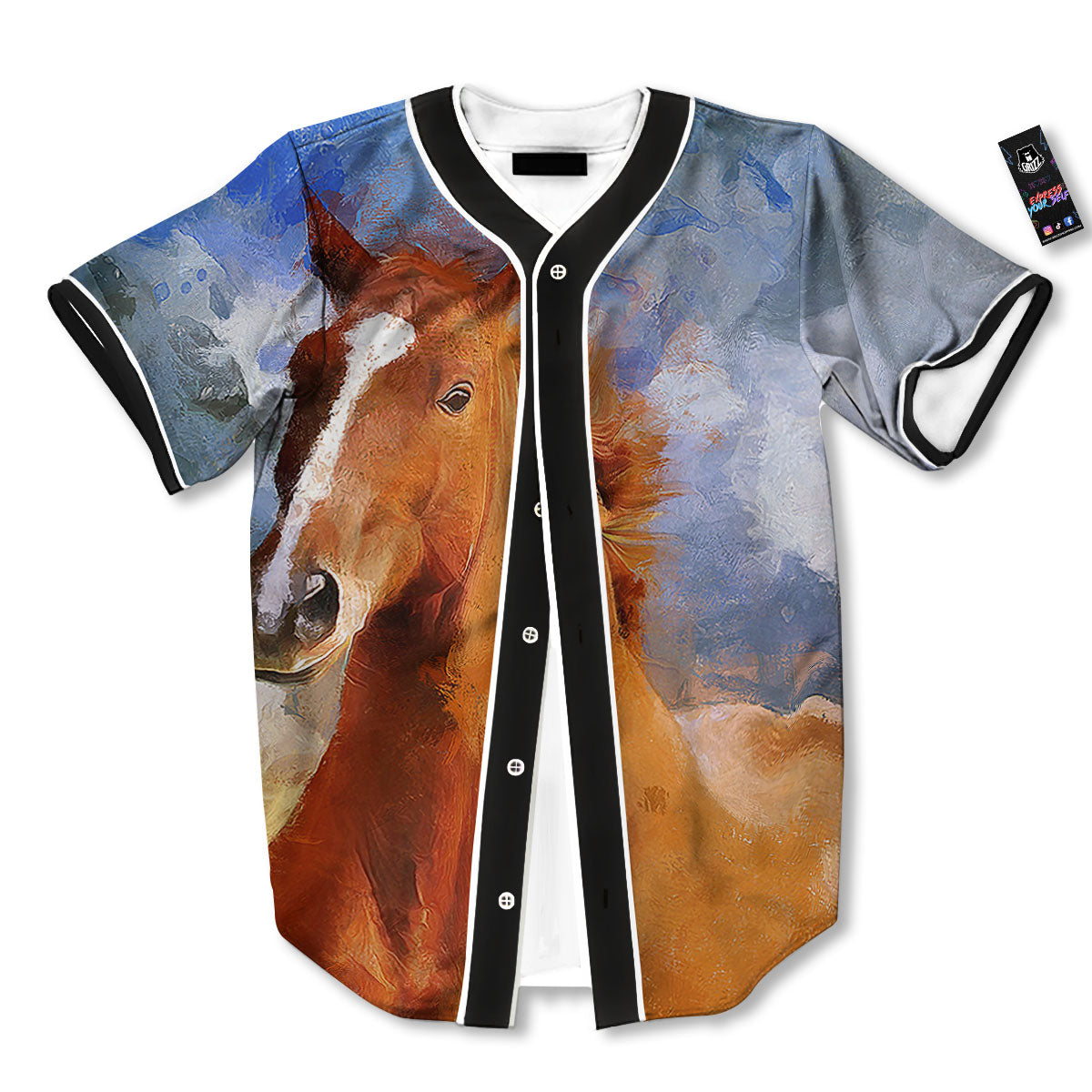 Painting Running Horses Print Baseball Jersey-grizzshop