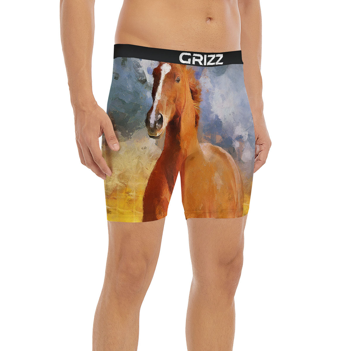 Painting Running Horses Print Boxer Briefs-grizzshop