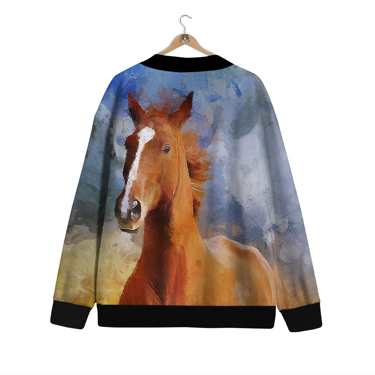 Painting Running Horses Print Cardigan-grizzshop
