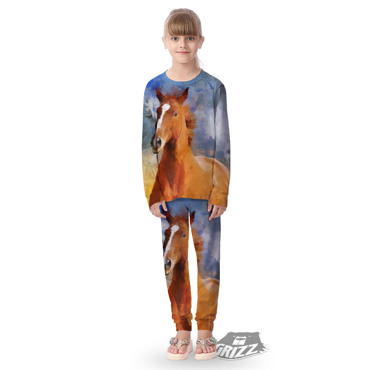 Painting Running Horses Print Kid's Pajamas-grizzshop