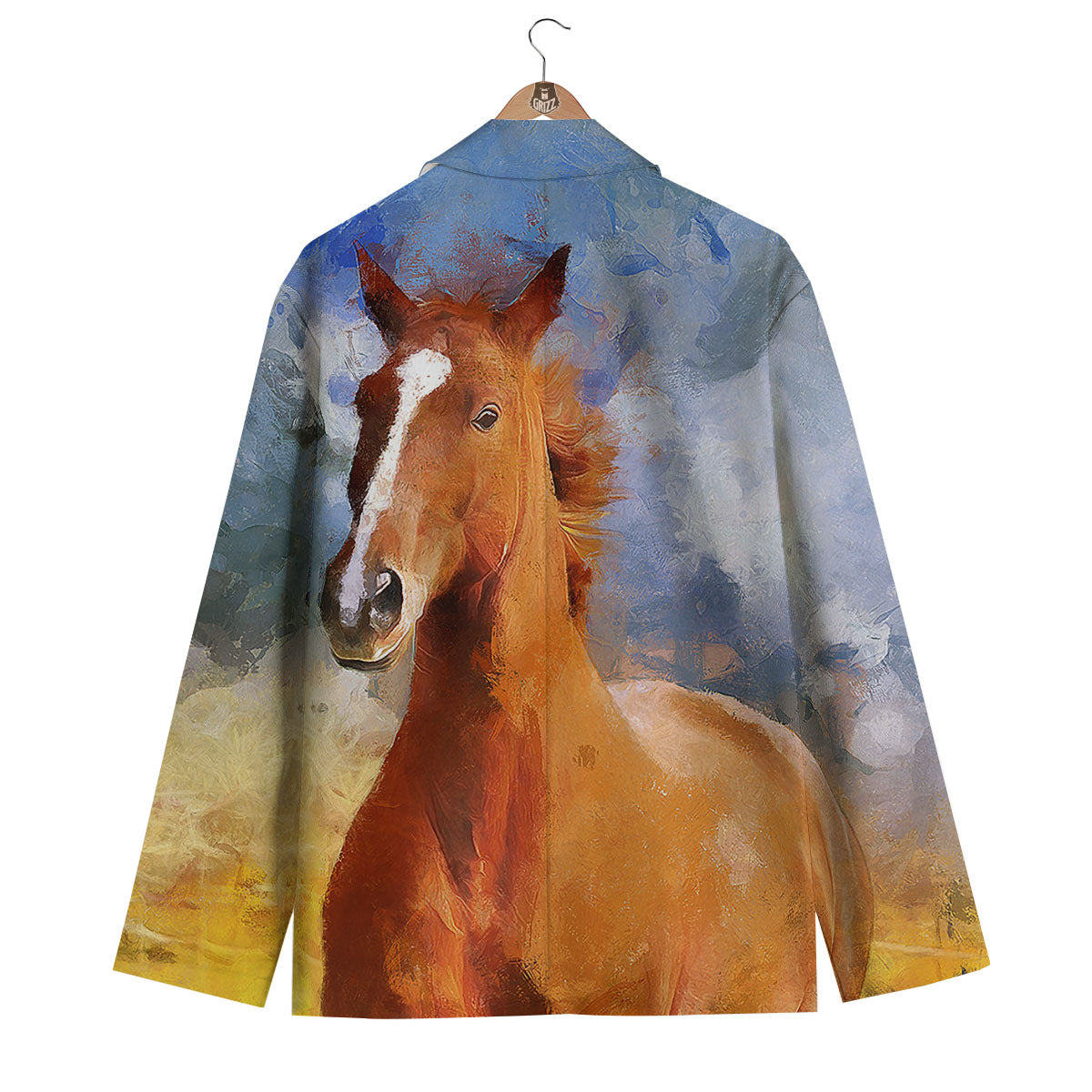 Painting Running Horses Print Men's Blazer-grizzshop