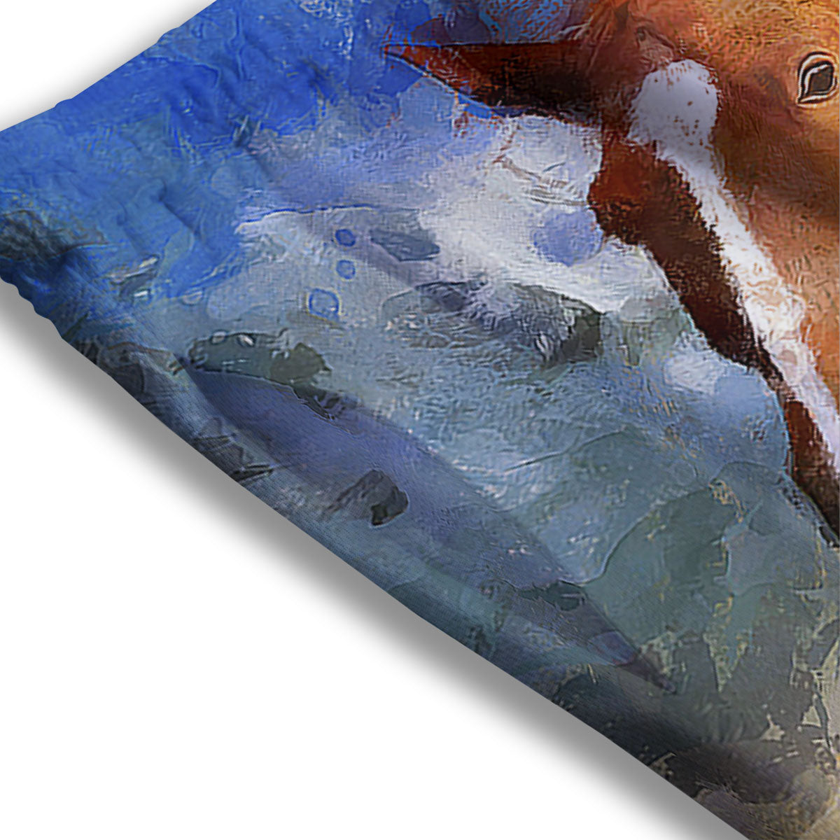 Painting Running Horses Print Mesh Shorts
