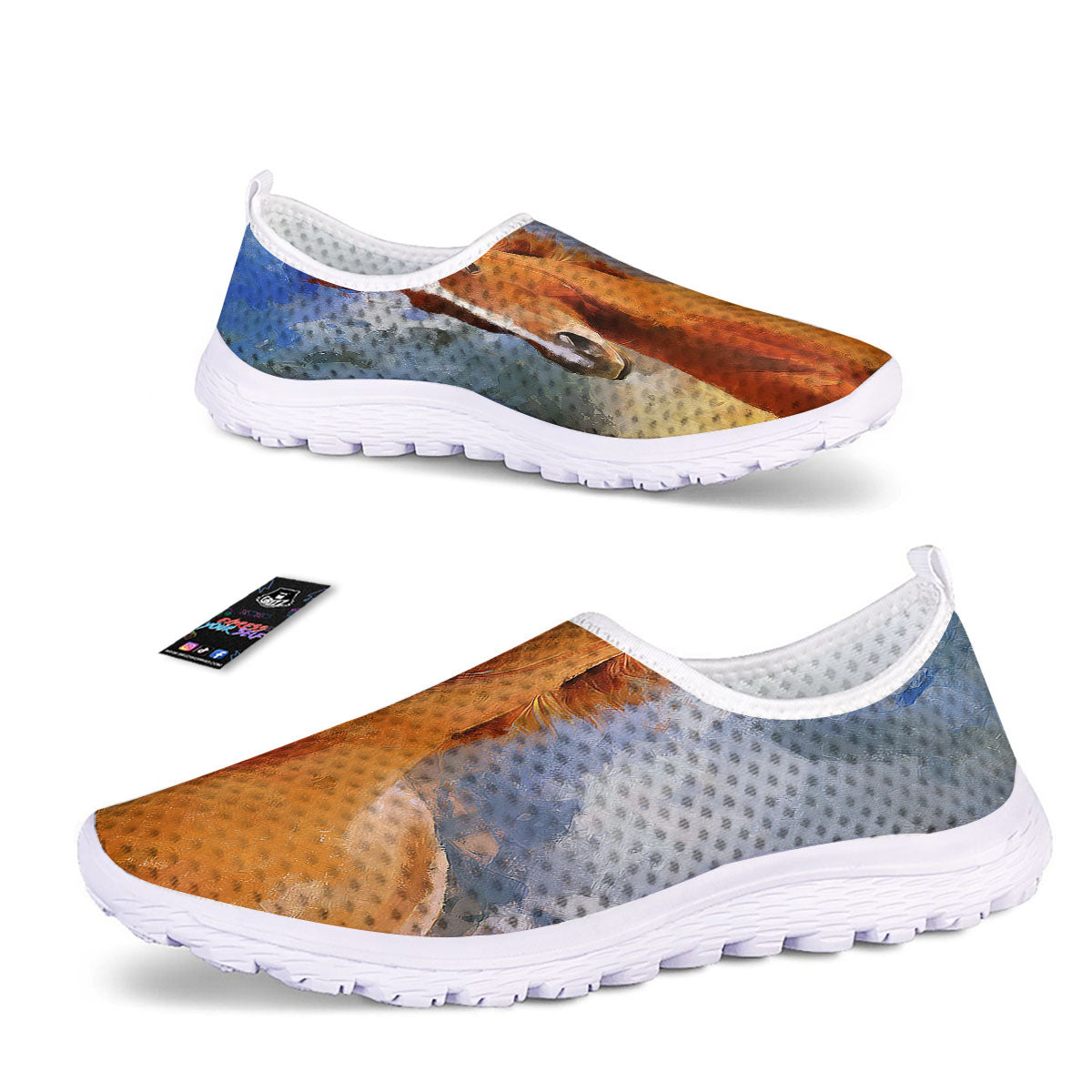 Painting Running Horses Print Nurse Shoes-grizzshop