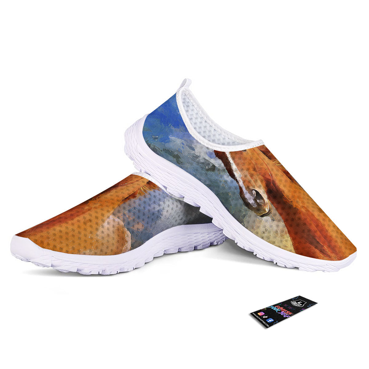 Painting Running Horses Print Nurse Shoes-grizzshop