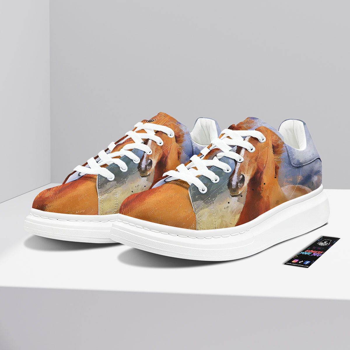 Painting Running Horses Print Platform Shoes-grizzshop