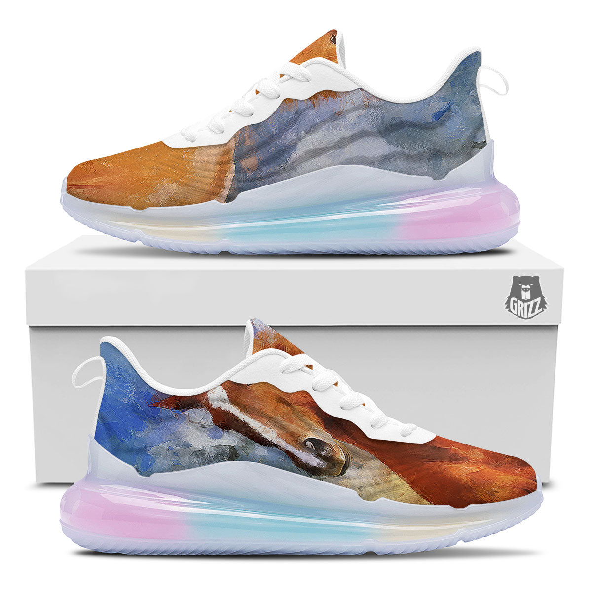 Painting Running Horses Print Running Sneakers-grizzshop