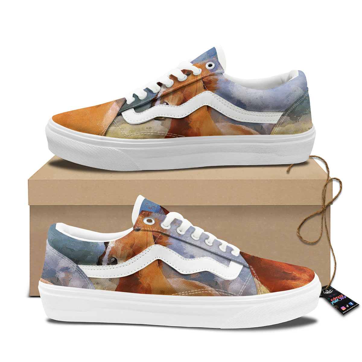 Painting Running Horses Print Skate Shoes-grizzshop