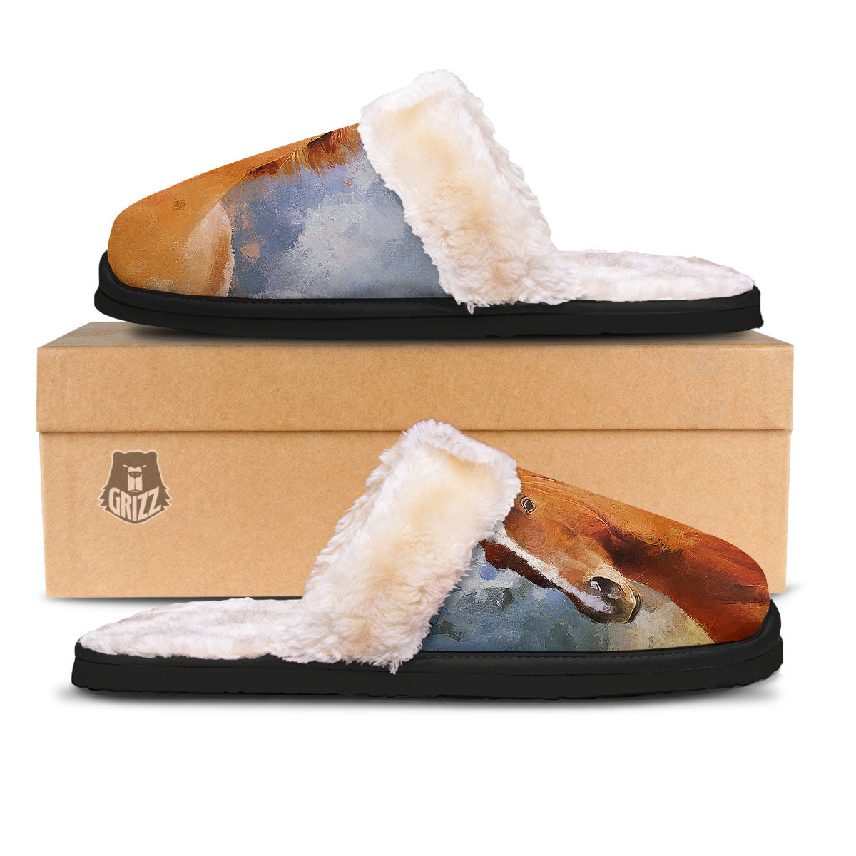 Painting Running Horses Print Slippers-grizzshop