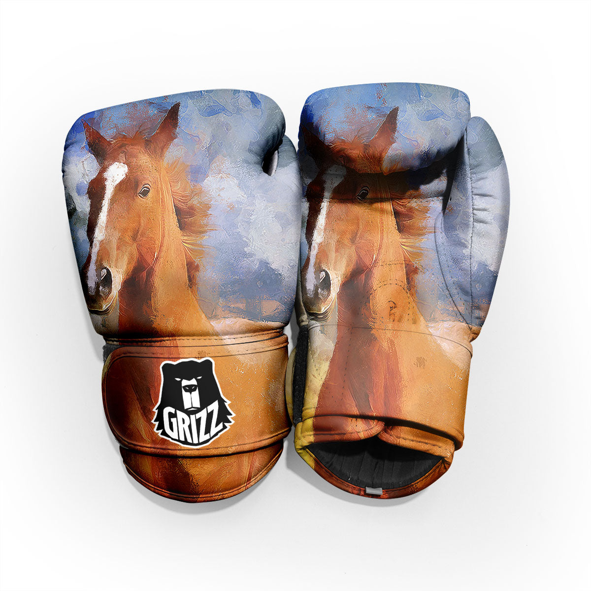 Painting Running Horses Print Pro Boxing Glove