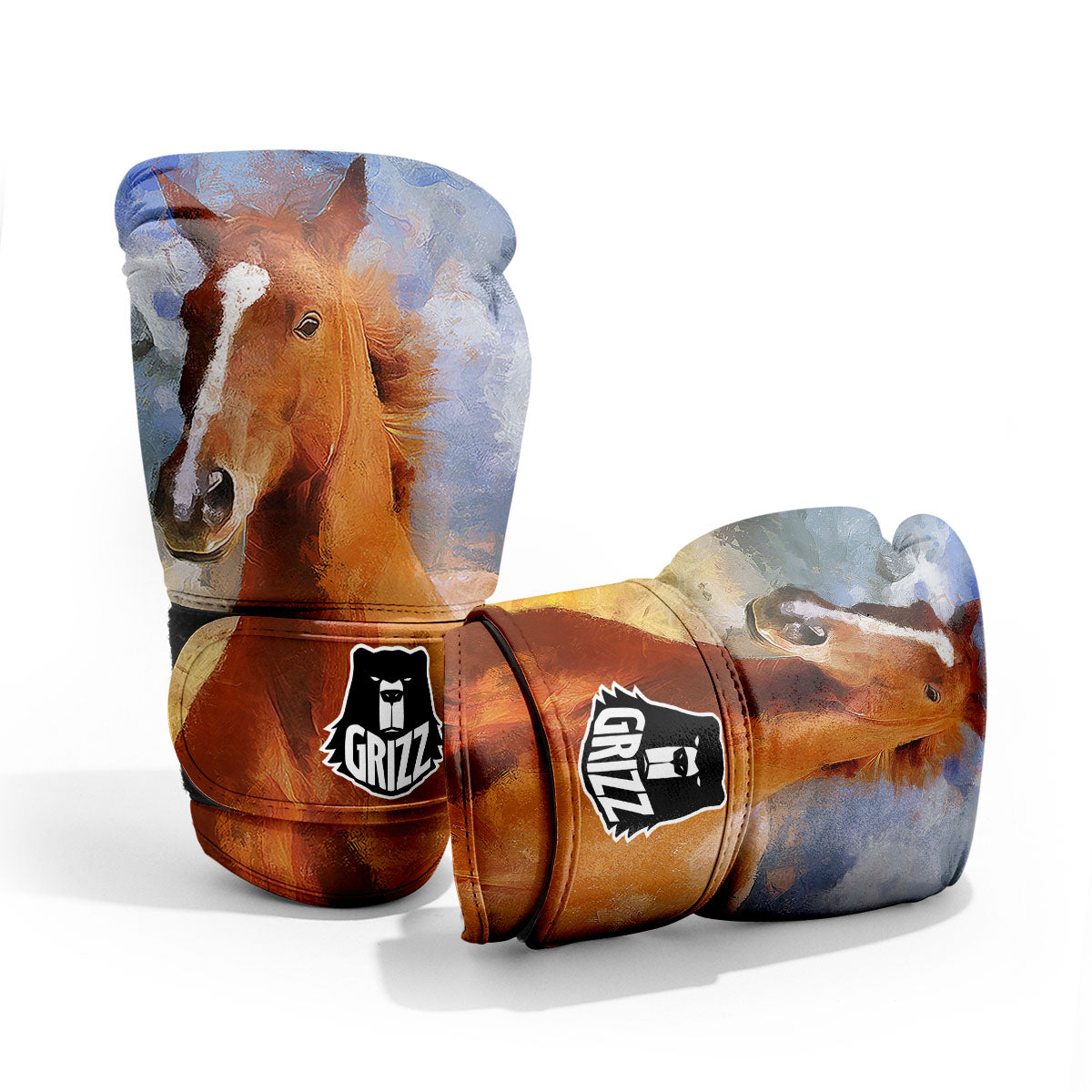 Painting Running Horses Print Pro Boxing Glove