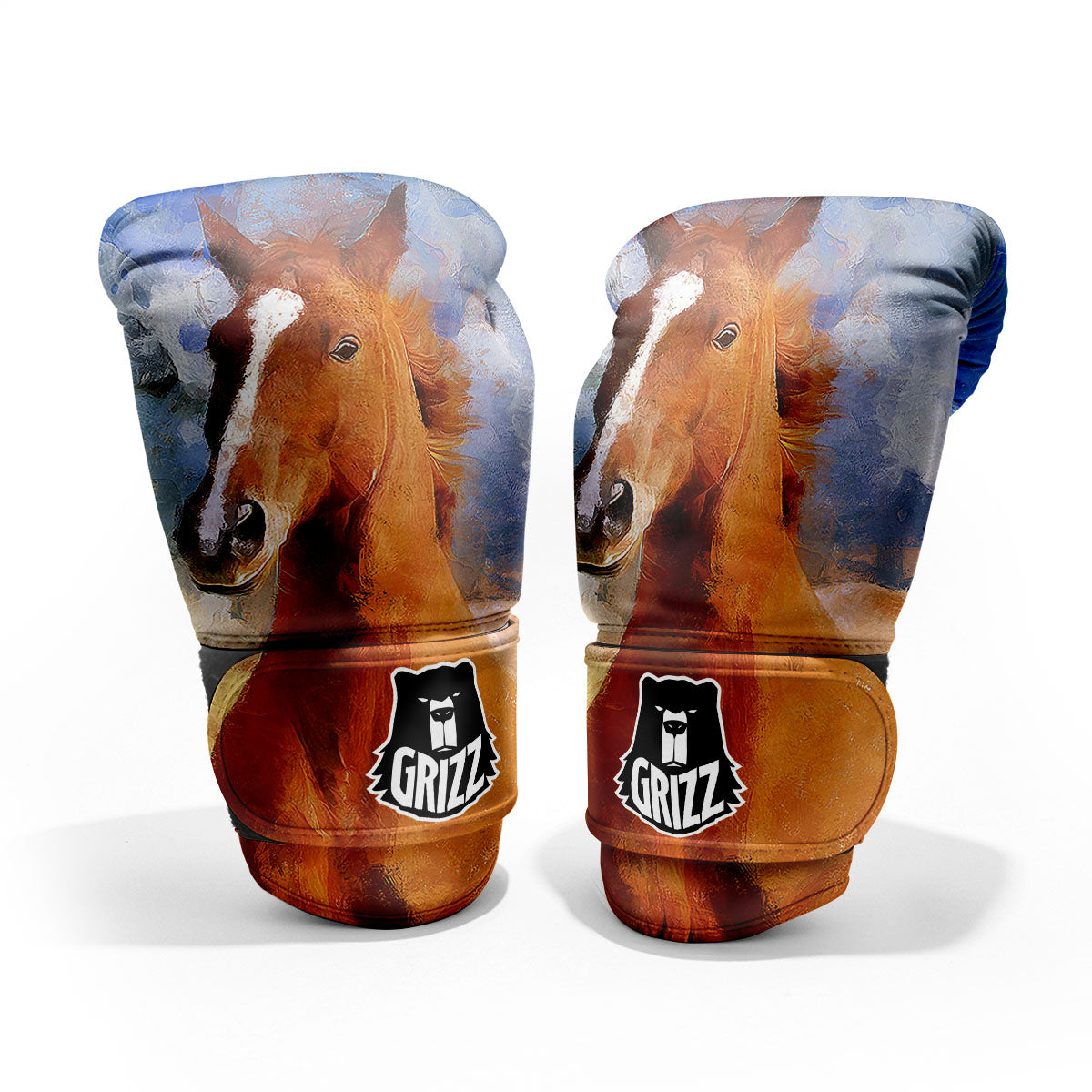 Painting Running Horses Print Pro Boxing Glove