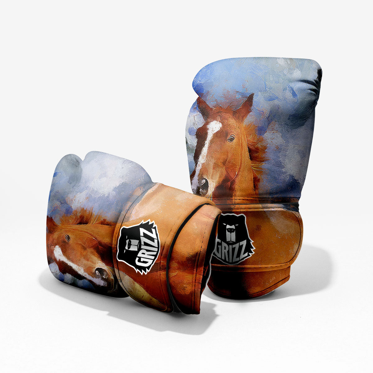 Painting Running Horses Print Pro Boxing Glove
