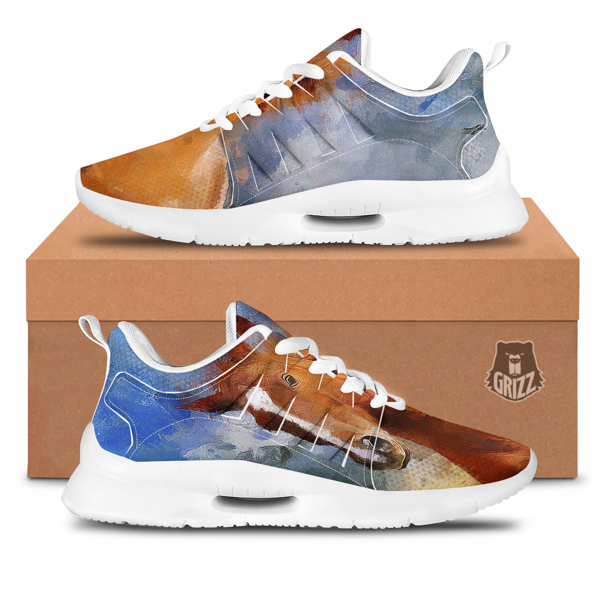 Painting Running Horses Print Tennis Shoes-grizzshop