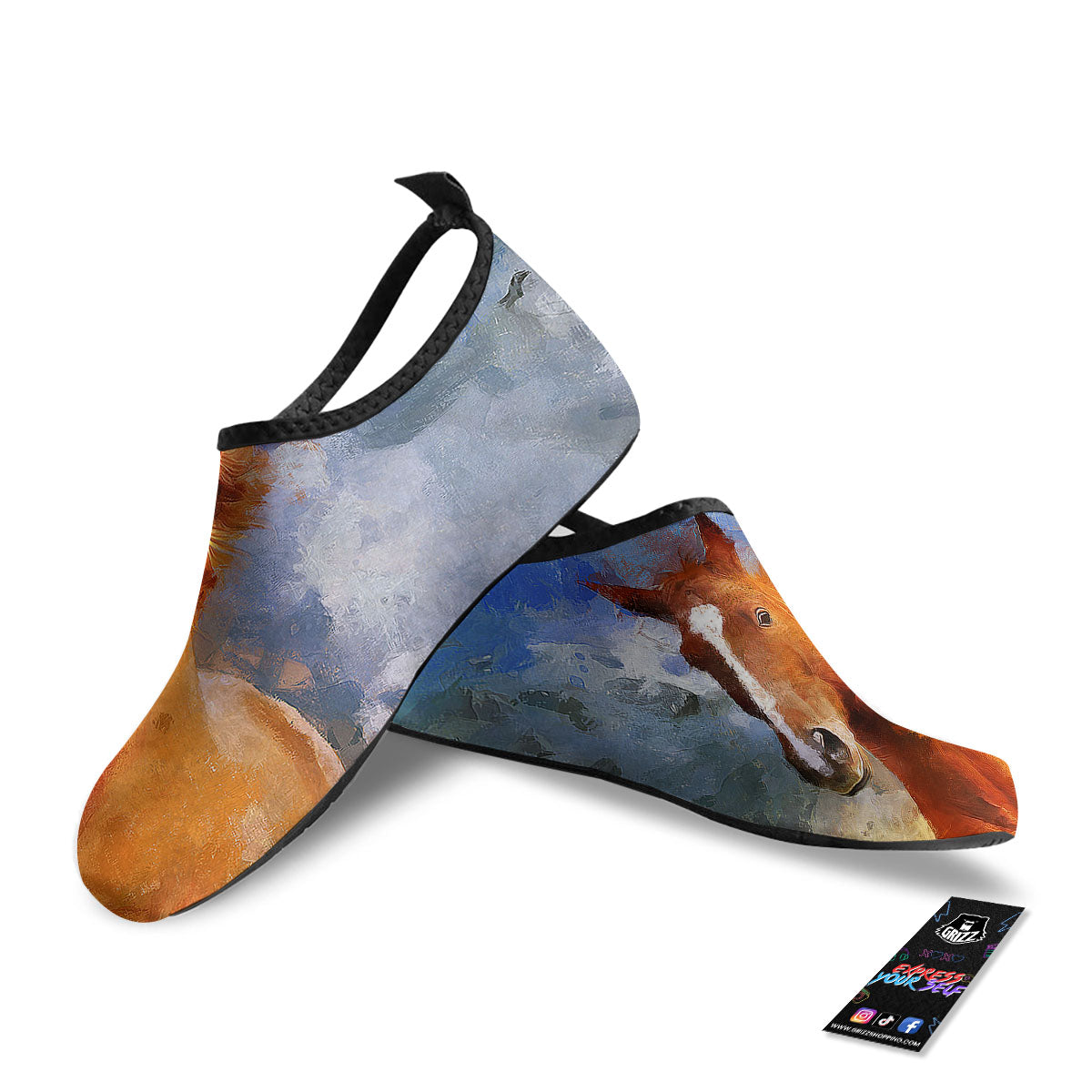 Painting Running Horses Print Water Shoes-grizzshop
