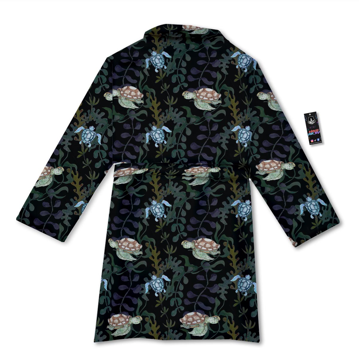 Painting Sea Turtle Print Pattern Bathrobe-grizzshop