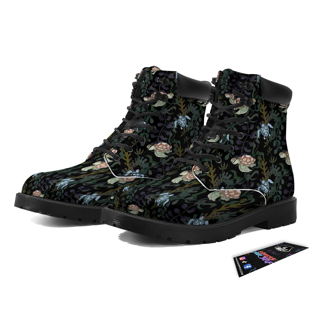 Painting Sea Turtle Print Pattern Boots-grizzshop