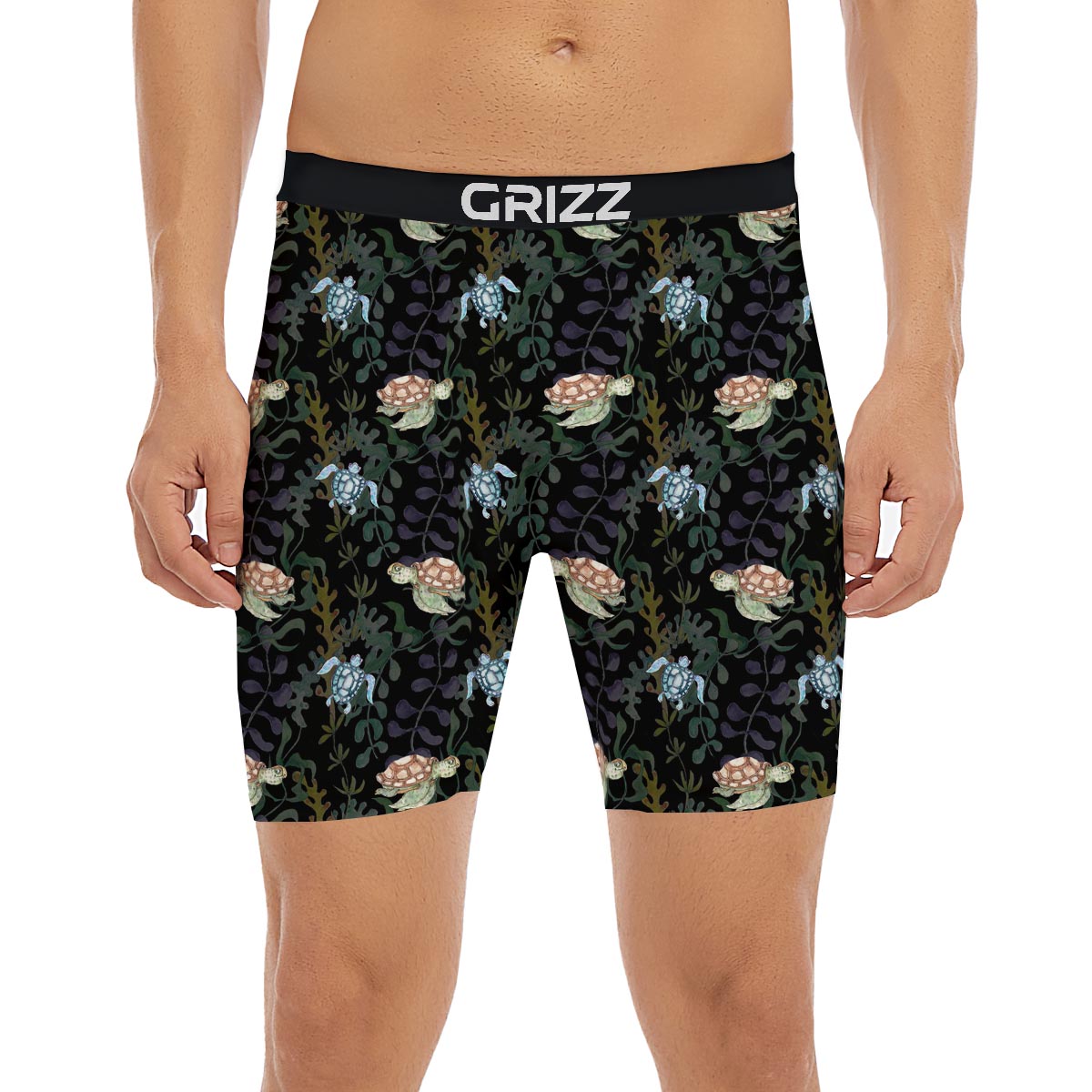 Painting Sea Turtle Print Pattern Boxer Briefs-grizzshop