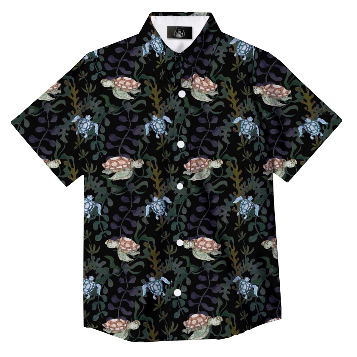 Painting Sea Turtle Print Pattern Button Up Shirt-grizzshop