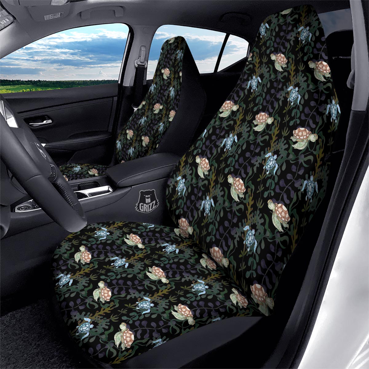 Painting Sea Turtle Print Pattern Car Seat Covers-grizzshop