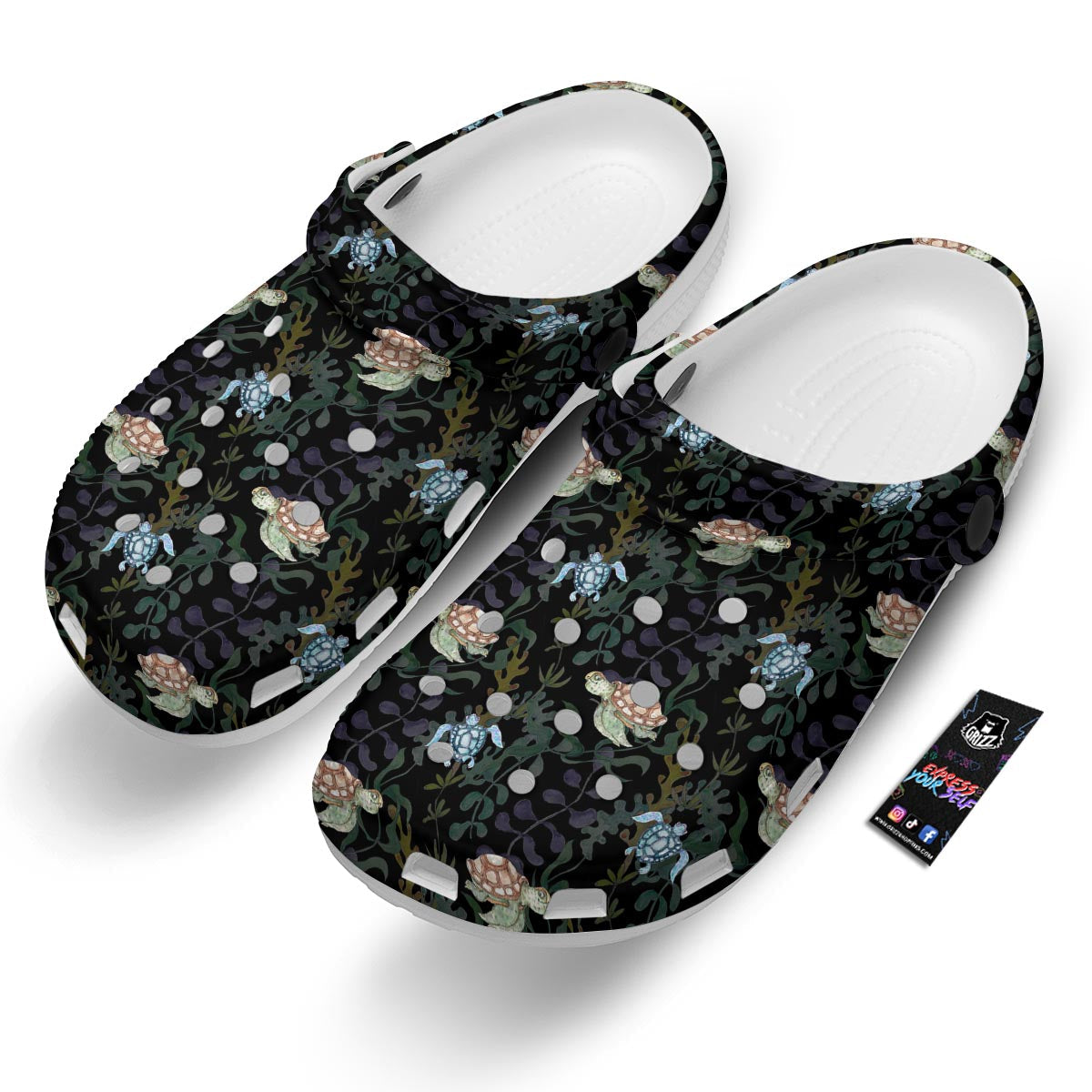 Painting Sea Turtle Print Pattern Clog-grizzshop