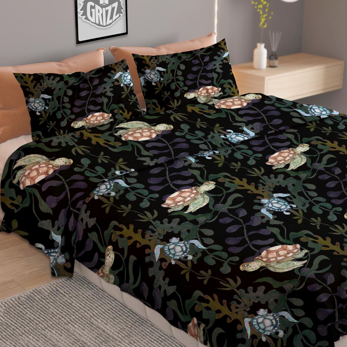 Painting White Horse Print Duvet Cover Bedding Set