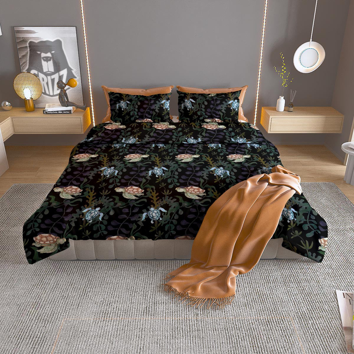 Painting White Horse Print Duvet Cover Bedding Set