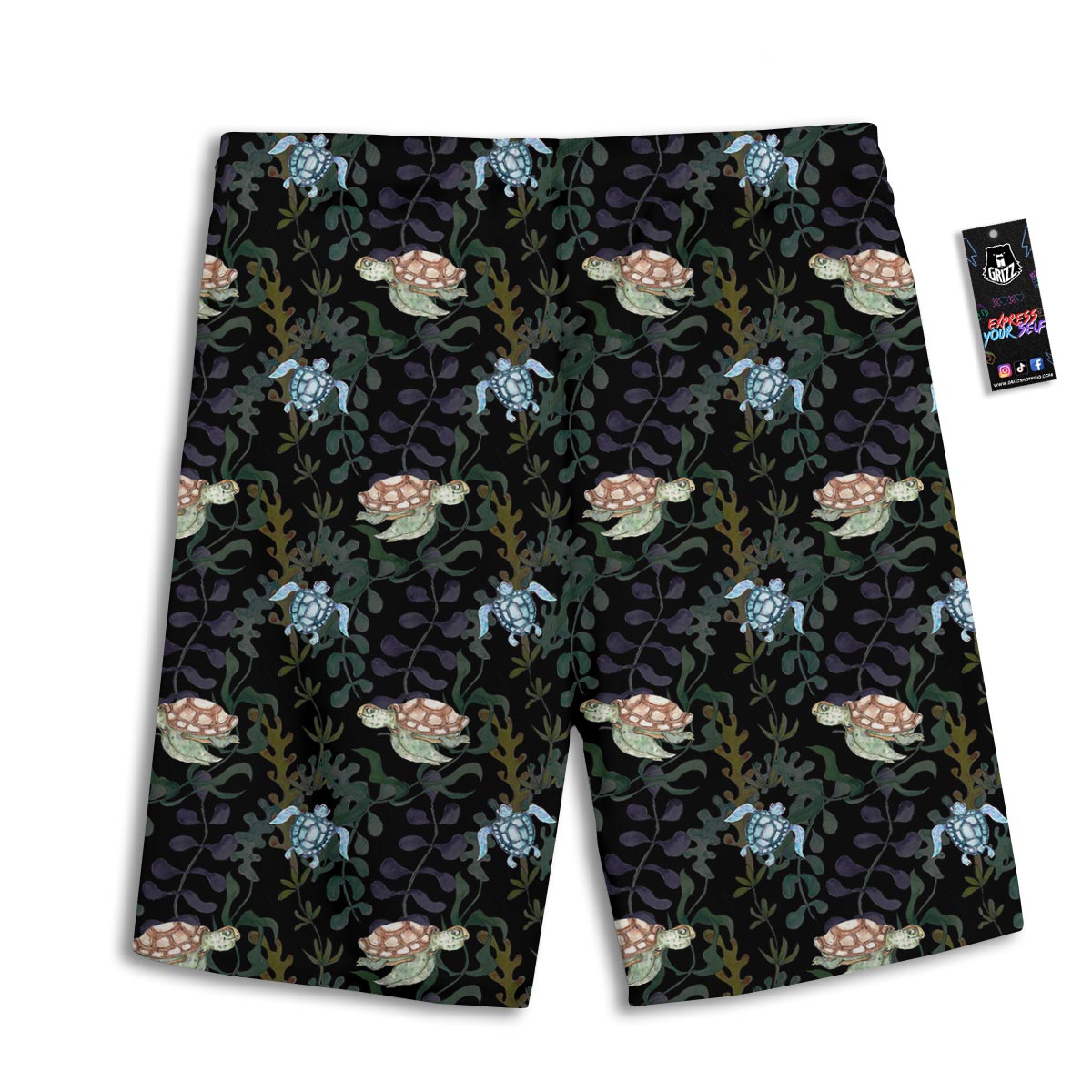 Painting Sea Turtle Print Pattern Men's Athletic Shorts