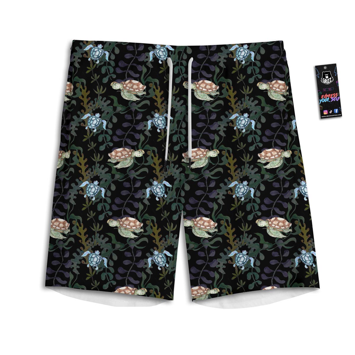 Painting Sea Turtle Print Pattern Men's Athletic Shorts