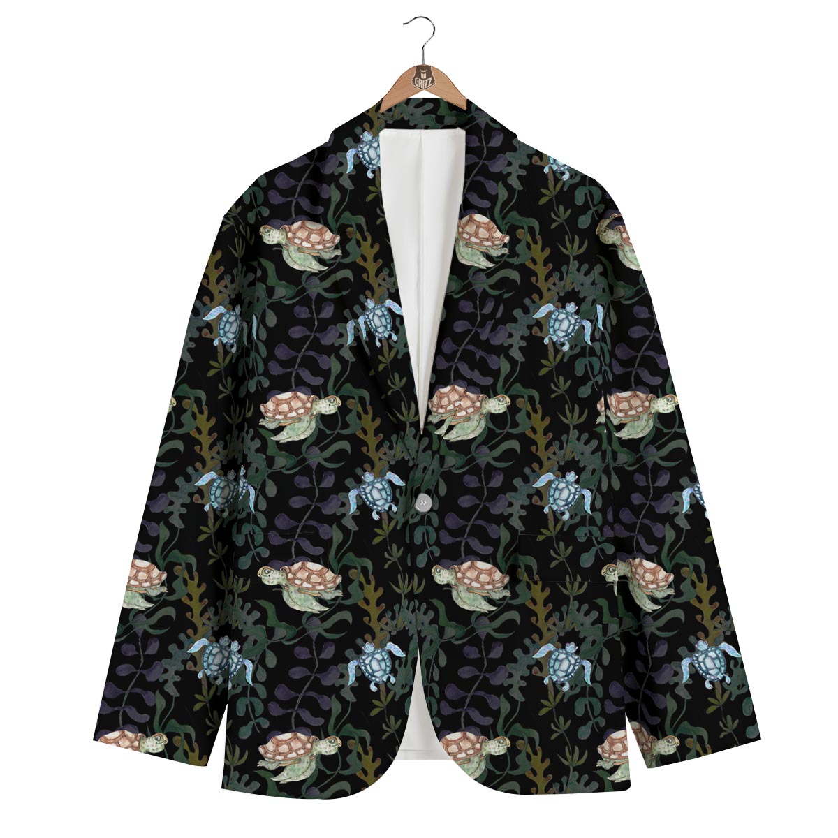 Painting Sea Turtle Print Pattern Men's Blazer-grizzshop