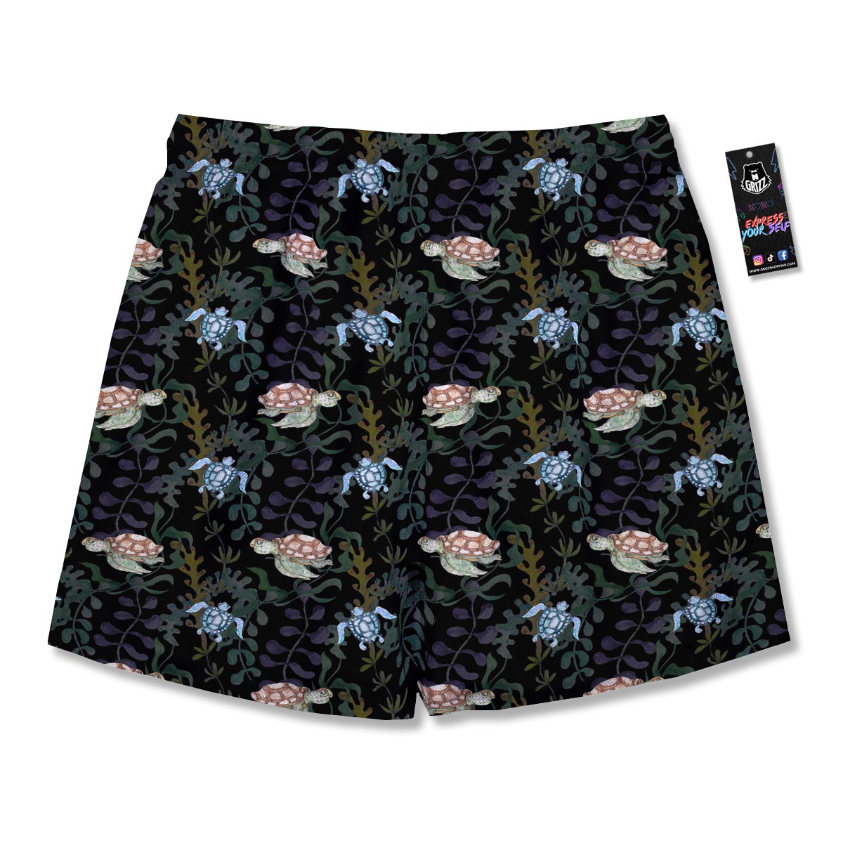 Painting Sea Turtle Print Pattern Men's Running Shorts-grizzshop