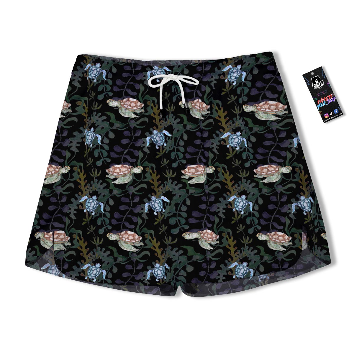 Painting Sea Turtle Print Pattern Men's Running Shorts-grizzshop