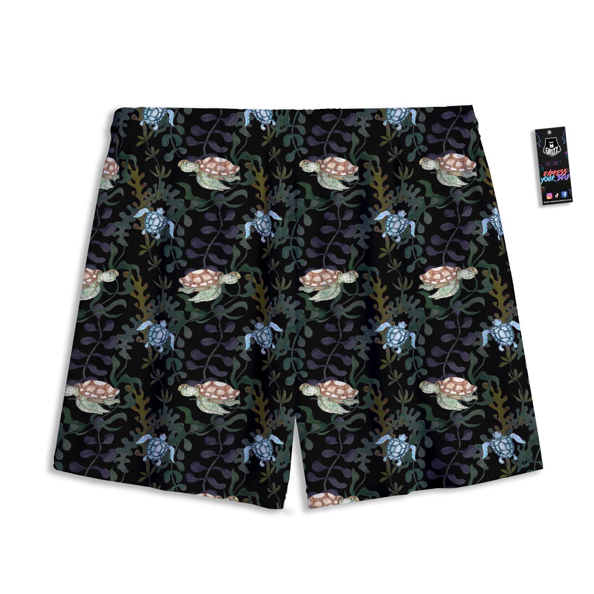 Painting Sea Turtle Print Pattern Mesh Shorts