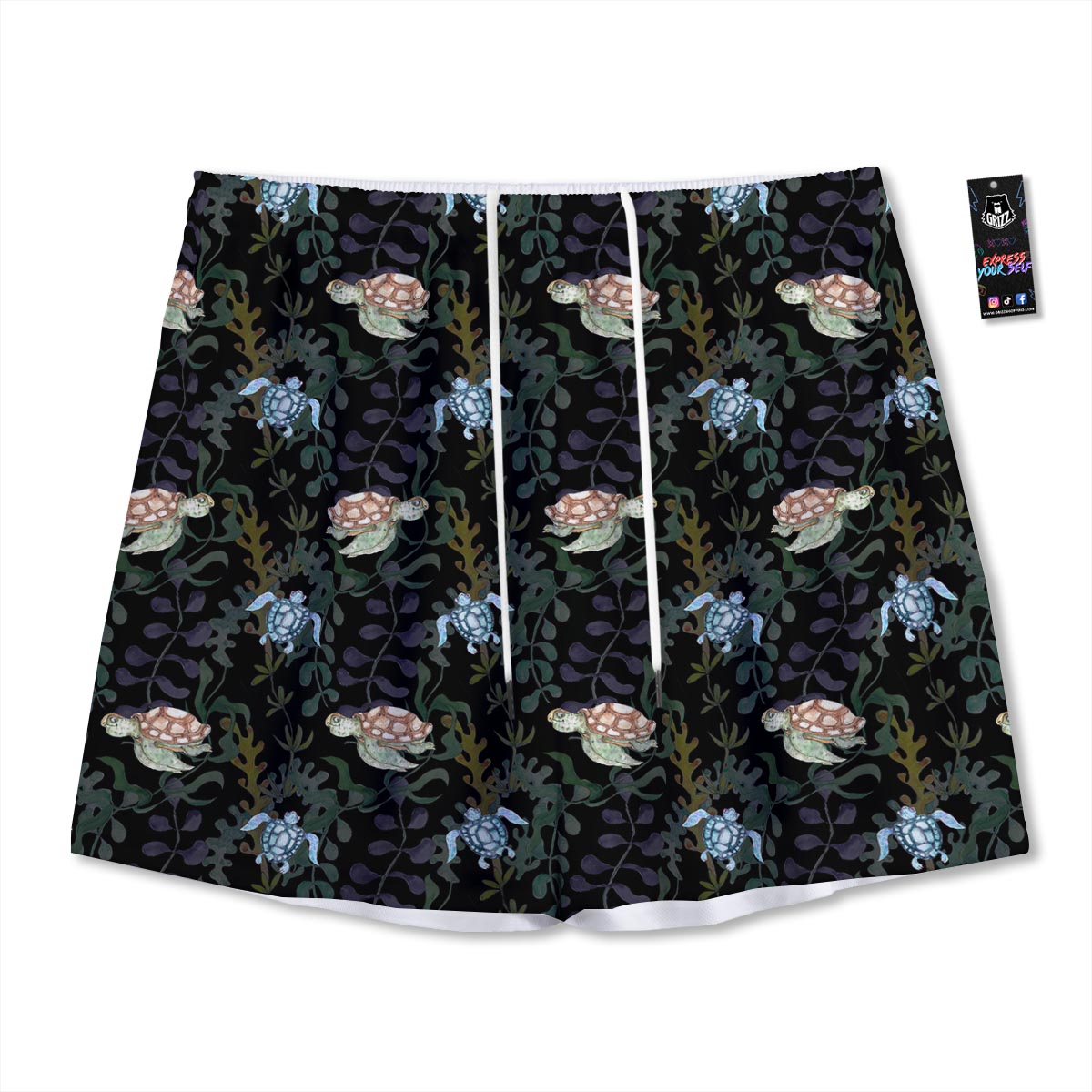 Painting Sea Turtle Print Pattern Mesh Shorts