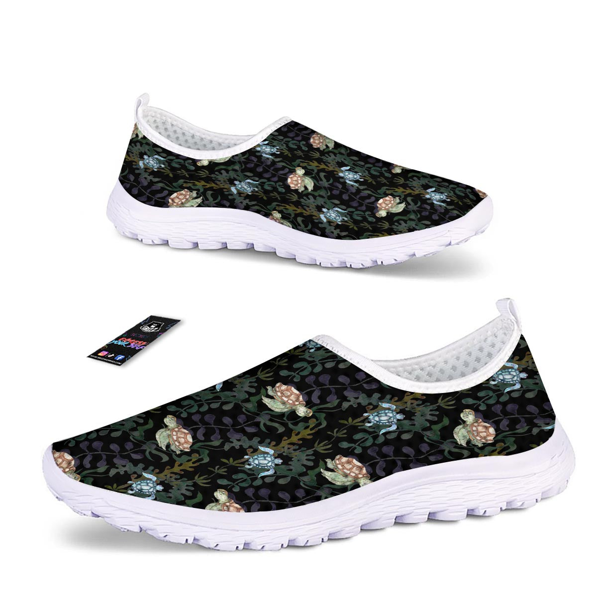 Painting Sea Turtle Print Pattern Nurse Shoes-grizzshop