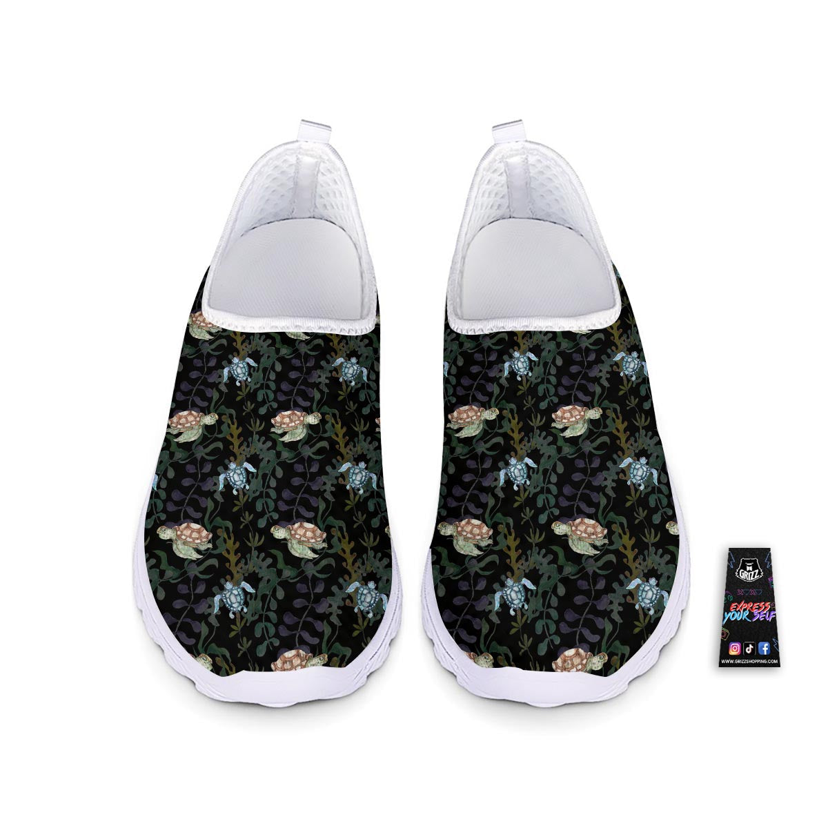 Painting Sea Turtle Print Pattern Nurse Shoes-grizzshop