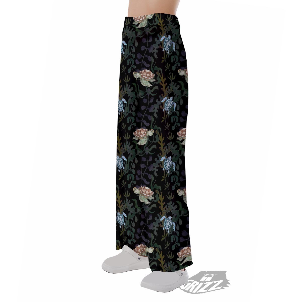 Painting Sea Turtle Print Pattern Pajama Pants-grizzshop
