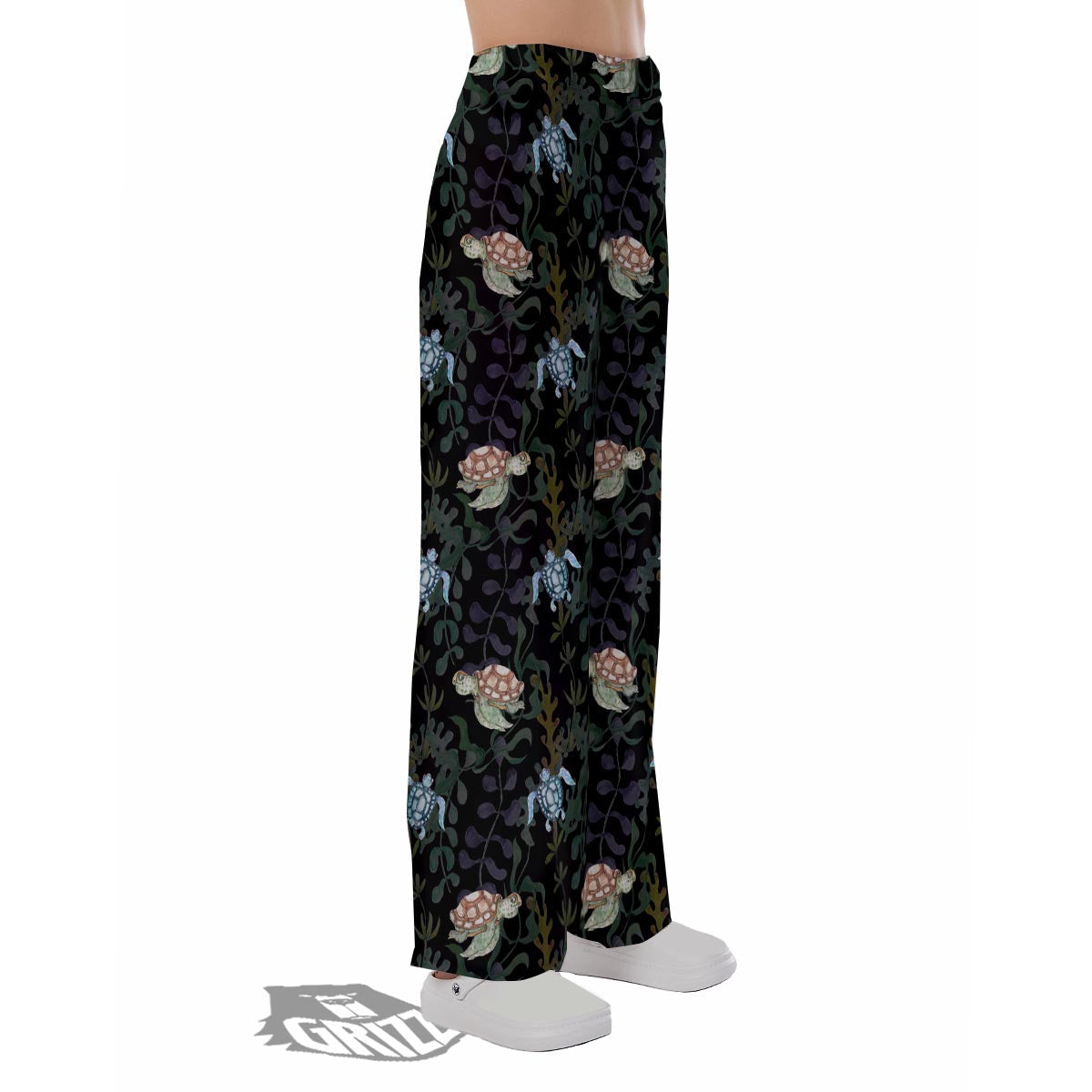 Painting Sea Turtle Print Pattern Pajama Pants-grizzshop