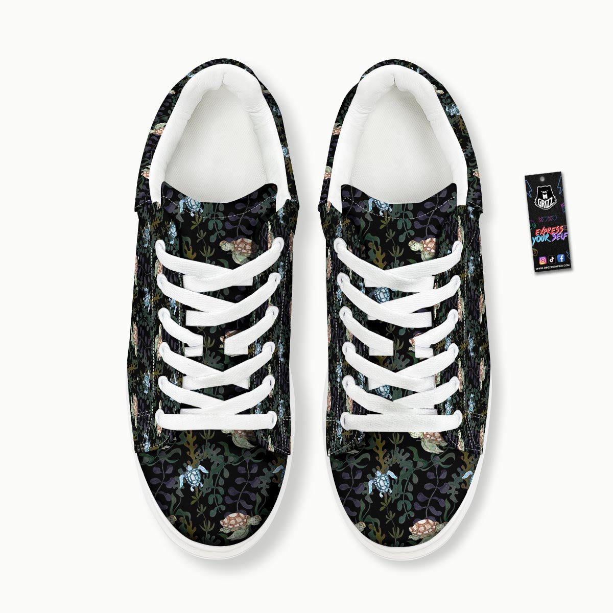 Painting Sea Turtle Print Pattern Platform Shoes-grizzshop