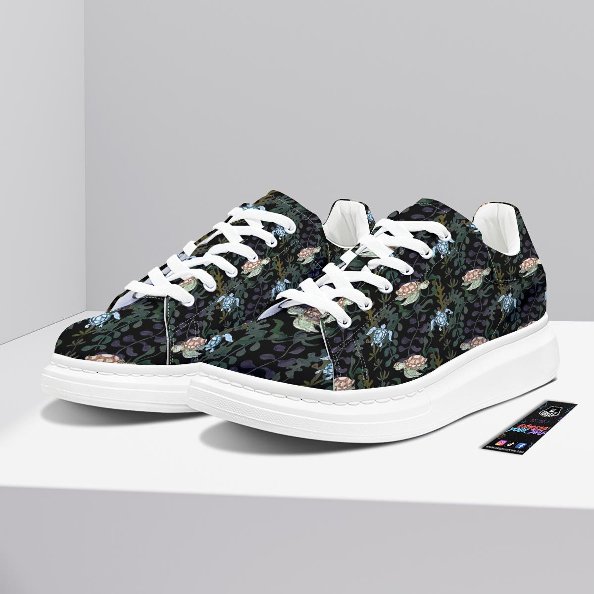Painting Sea Turtle Print Pattern Platform Shoes-grizzshop