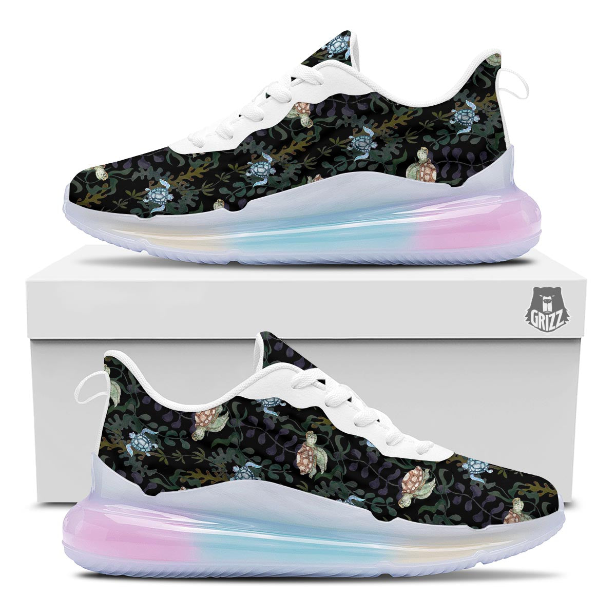 Painting Sea Turtle Print Pattern Running Sneakers-grizzshop